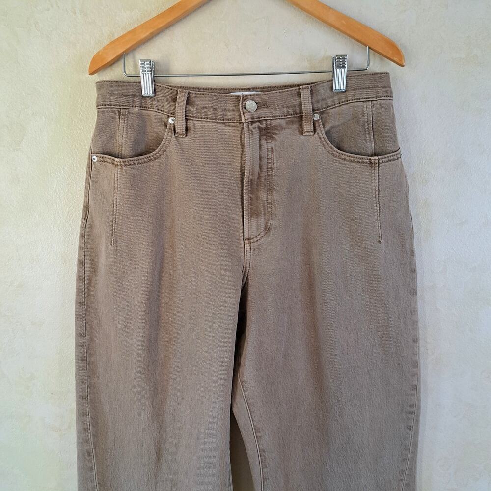 Pistola Kyra High Rise Cropped Barrel Leg Jeans Sz 31 Tannin Brown Bowed - Picture 9 of 12